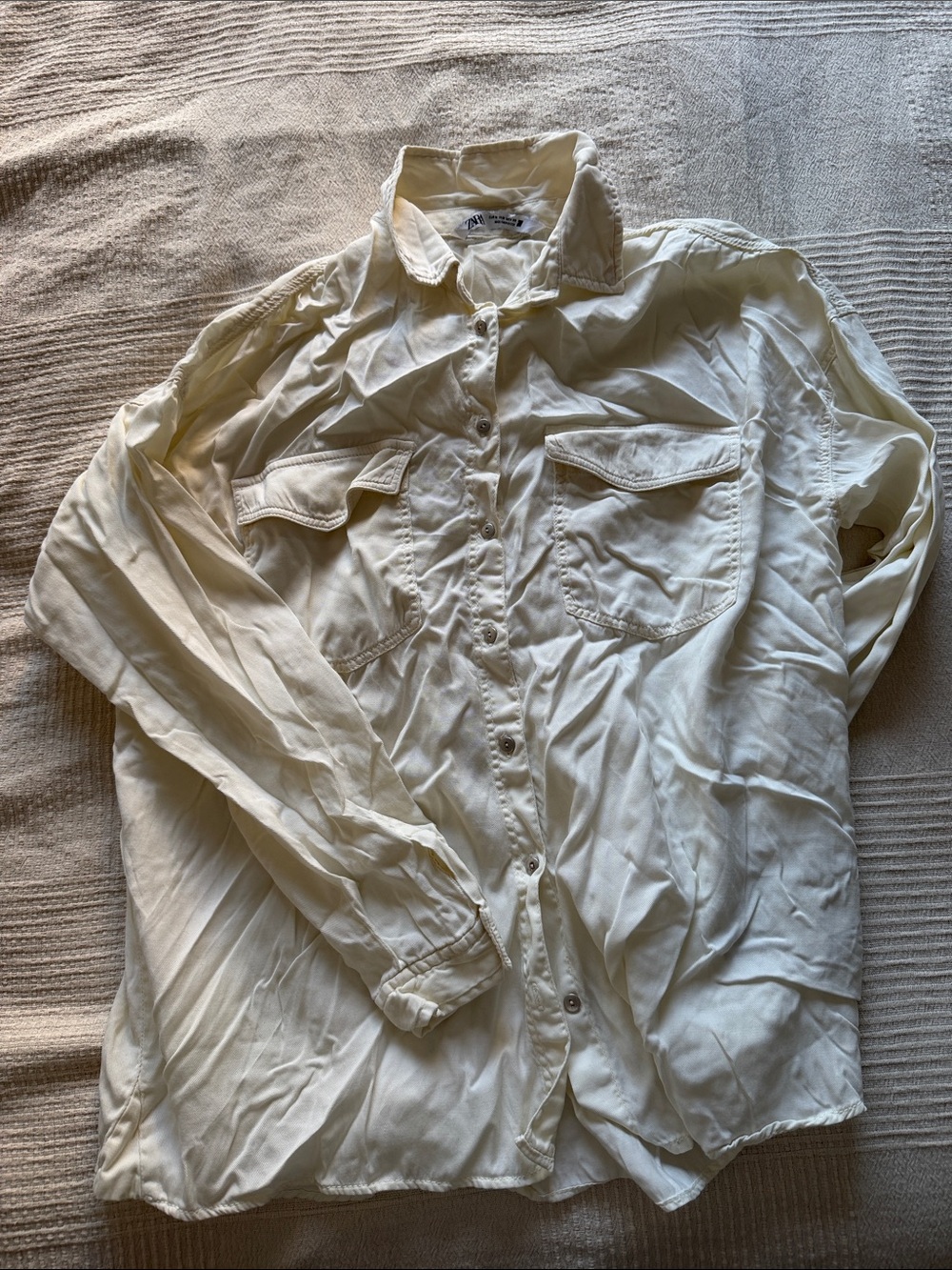 Zara- Light Cream Button-Up Shirt
